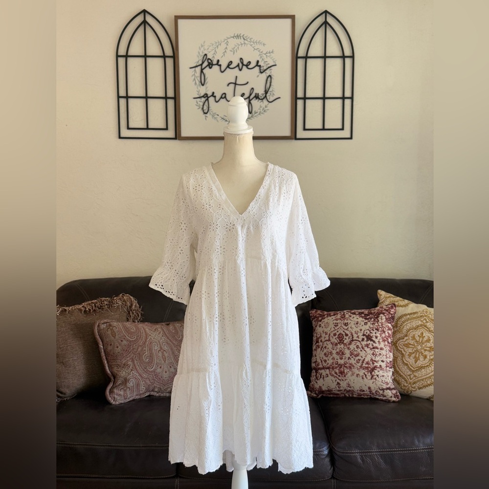 Sundance White Tiered Midi Sundress
